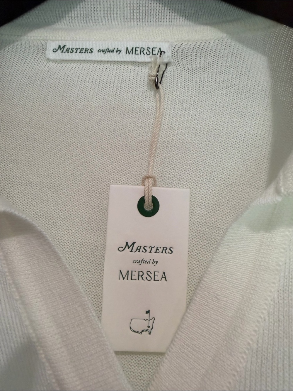 Masters Cream Polo Sweater with Green Trim - Picture 3 of 4